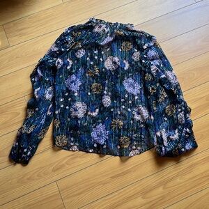 Veronica Beard Abra Lurex Floral Blouse / size 8